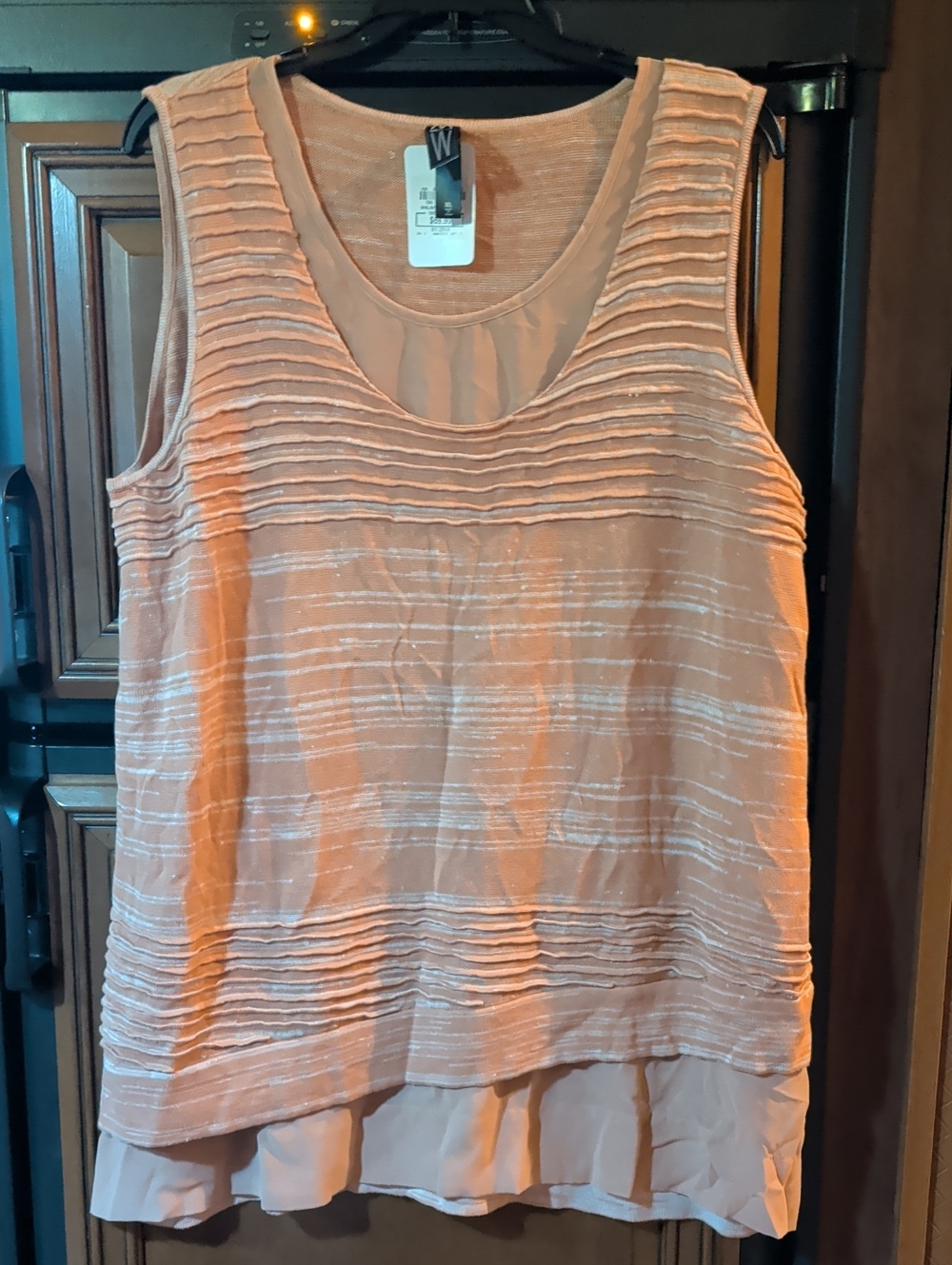 MarlaWynne Peach Layered Pintuck Sleeveless Tank